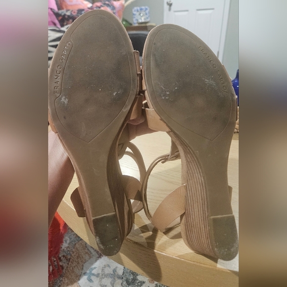 FRANCO SARTO Leather Tan Wedges with Elegant Straps. Size 10 - Picture 11 of 13
